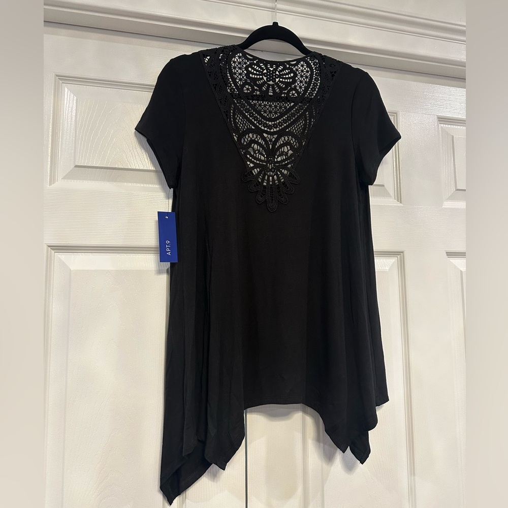 Apt 9 Black Asymmetrical Cut Out Short Sleeve Cardigan